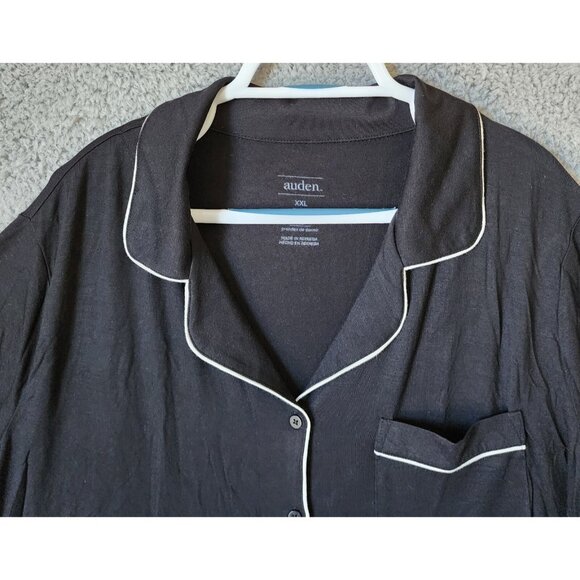 NEW Auden Women's 2-Piece Cloud Knit Pajama Button Top/Shorts Set Black Size XXL - Picture 3 of 16